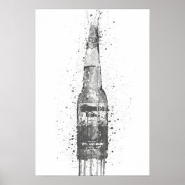 Beer Bottle Wall Art Print 'Lime' Grey  ポスター