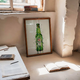 Beer Bottle Wall Art Print 'Malachite' ポスター