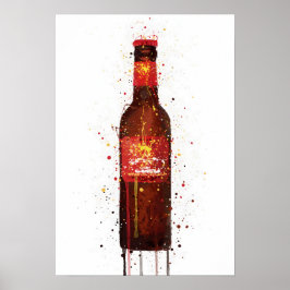 Beer Bottle Wall Art Print 'Rambla Red' ポスター