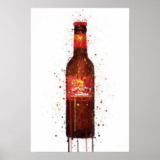 Beer Bottle Wall Art Print 'Rambla Red' ポスター (正面)