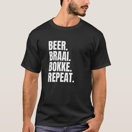 Beer Braai Bokke南アフリカを繰り返し Tシャツ (正面)
