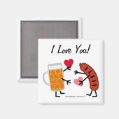 Beer & Bratwurst - I Love You - Valentine's Day マグネット (正面/裏面)