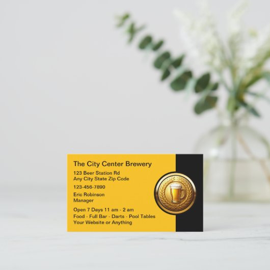 Beer Brewery Bar Classy Business Cards 名刺 (スタンド正面)