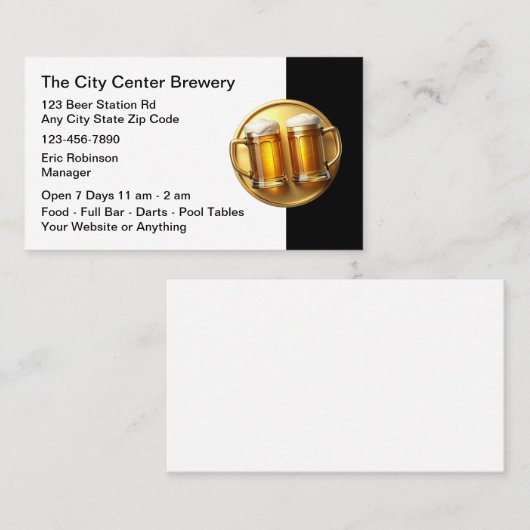 Beer Brewery Beer Mugs Business Cards 名刺 (正面/裏面)
