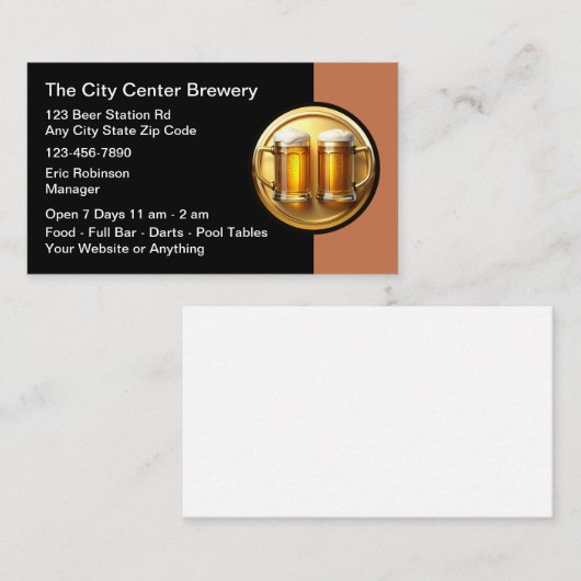 Beer Brewery Beer Mugs Business Cards 名刺 (正面/裏面)