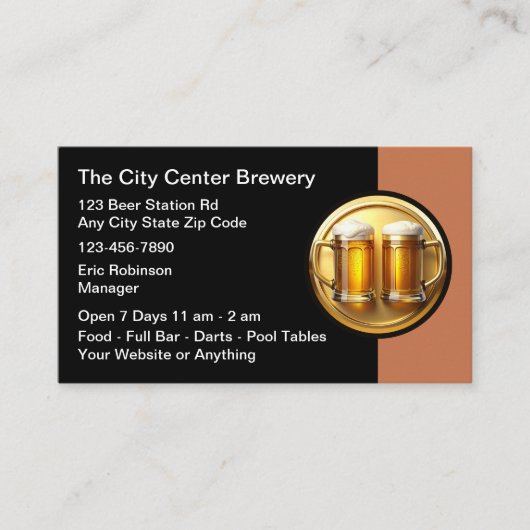 Beer Brewery Beer Mugs Business Cards 名刺 (正面)