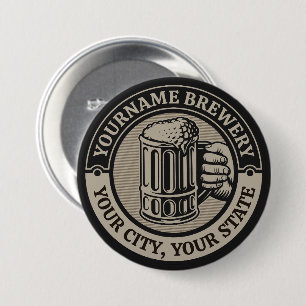 Beer Brewing Personalized NAME Brewery Big Mug  缶バッジ