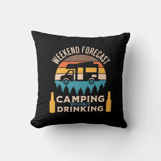 Beer Camping With Beer Birthday クッション (正面)