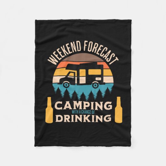 Beer Camping With Beer Birthday フリースブランケット (正面)