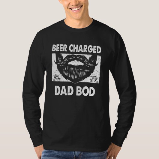 Beer Charged Dad Bod Beer Humor Drinker Daddy Tシャツ (正面)