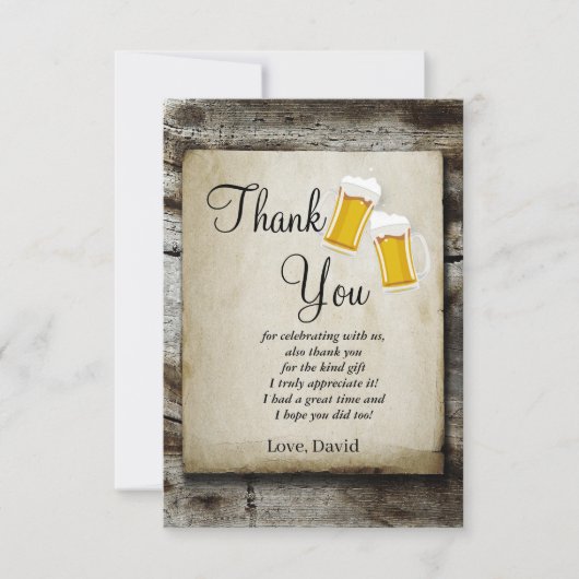 beer, cheers rustic country thank you card サンキューカード (正面)