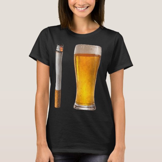 Beer Cigarette Lover Day Drinking Dad Smoking Beer Tシャツ (正面)