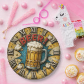 Beer Comic Pop Art Beer Mug Man Cave ペーパープレート (パーティー)