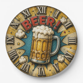 Beer Comic Pop Art Beer Mug Man Cave ペーパープレート