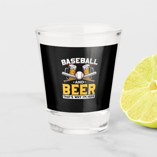 Beer Drinker Baseball Beer Humor Birthday ショットグラス (正面)
