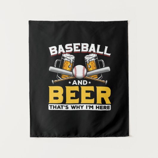 Beer Drinker Baseball Beer Humor Birthday タペストリー (正面)