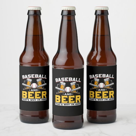 Beer Drinker Baseball Beer Humor Birthday ビールラベル (ボトル)
