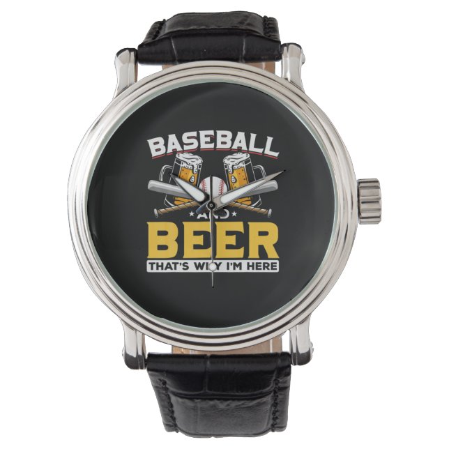 Beer Drinker Baseball Beer Humor Birthday 腕時計 (正面)