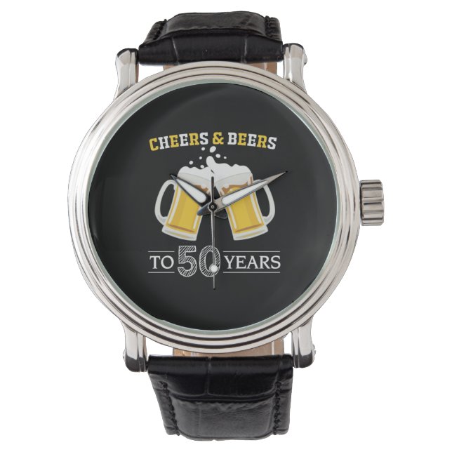 Beer Drinker Cheers and Beers to 50 Years Birthday 腕時計 (正面)
