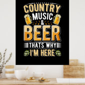 Beer Drinker Country Music Beer Drinking Birthday ポスター (キッチン)