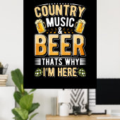 Beer Drinker Country Music Beer Drinking Birthday ポスター (ホームオフィス)