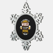 Beer Drinker Everyone is a Few Drinks Behind Birth スノーフレークピューターオーナメント (右)