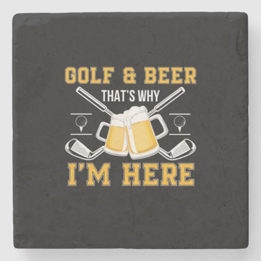 Beer Drinker Golf And Beer Birthday ストーンコースター (正面)