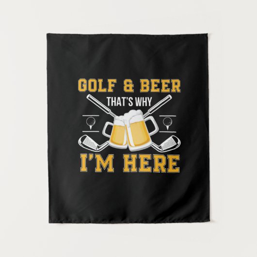 Beer Drinker Golf And Beer Birthday タペストリー (正面)