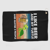 Beer Drinker I Like Beer And My Turtle Birthday ゴルフタオル (横)