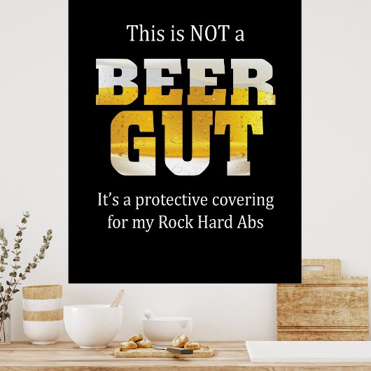 Beer Drinker Not a BEER GUT Birthday ポスター (キッチン)