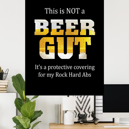 Beer Drinker Not a BEER GUT Birthday ポスター (ホームオフィス)