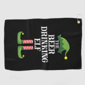 Beer Drinking Christmas Birthday ゴルフタオル (横)