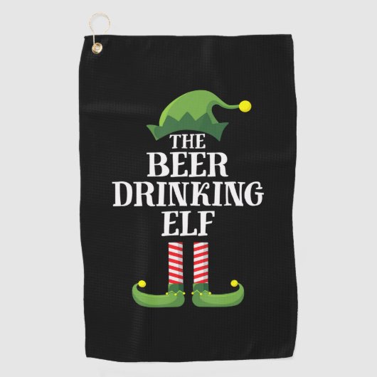 Beer Drinking Christmas Birthday ゴルフタオル (正面)
