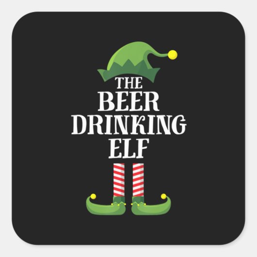 Beer Drinking Christmas Birthday スクエアシール (正面)