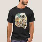 Beer drinking cigar smoking drunk skeleton tシャツ (正面)