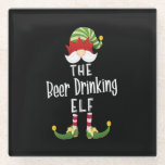 Beer Drinking Elf Group Christmas Birthday ガラスコースター<br><div class="desc">Beer Drinking Elf Group Christmas Birthday</div>