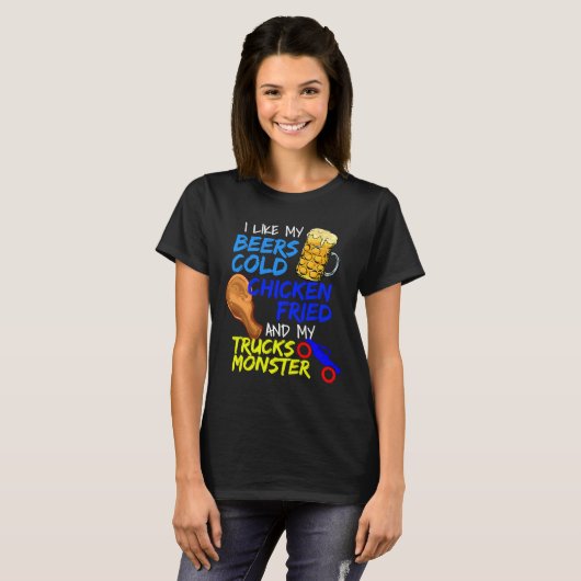 Beer Drinking Fried Chicken Tシャツ (正面フル)