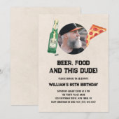 Beer Dude Photo Man Funny 80th Birthday Invitation 招待状 (正面/裏面)