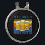 Beer Goes In Wisdom Comes Out Vintage Birthday ゴルフハットクリップ<br><div class="desc">Beer Goes In Wisdom Comes Out Vintage Birthday</div>