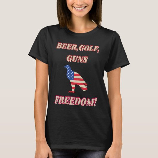 Beer Golf Guns Freedom Golfing Dad Husband Grandp Tシャツ (正面)
