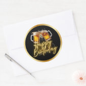Beer Happy Birthday Stickers ラウンドシール (封筒)