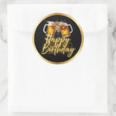 Beer Happy Birthday Stickers ラウンドシール (バッグ)
