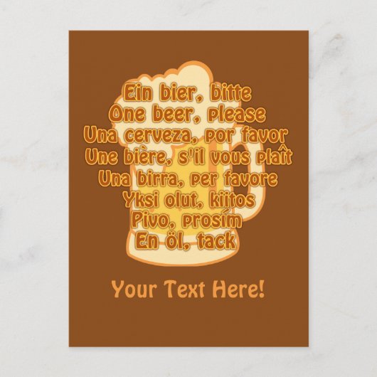 BEER in languagesカスタムはがき ポストカード (正面)