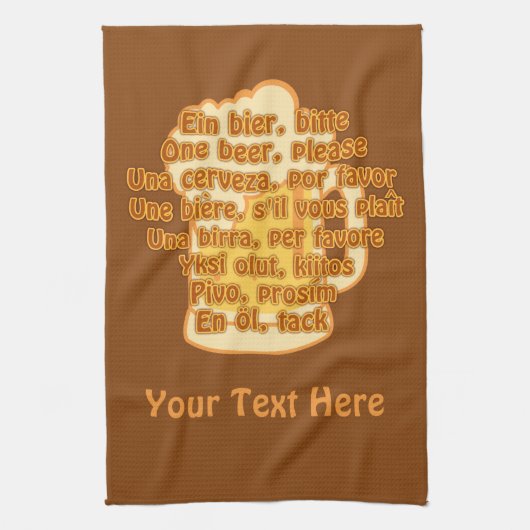 BEER in languagesキッチンカスタムタオル キッチンタオル (縦)