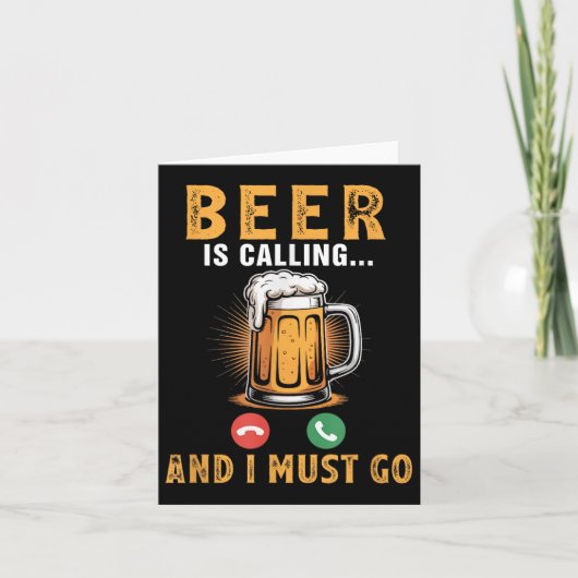 Beer Is Calling Funny Joke Drinker Drinking Beer L カード (正面)