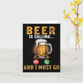Beer Is Calling Funny Joke Drinker Drinking Beer L カード (黄色い花)