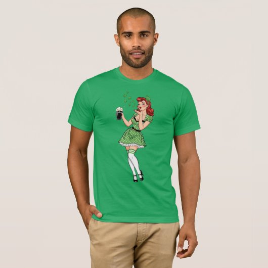 Beer Loving Irish Pin Up Tシャツ (正面フル)