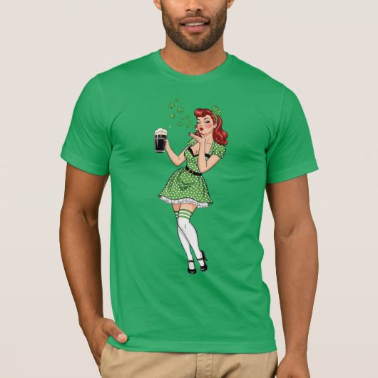Beer Loving Irish Pin Up Tシャツ (正面)