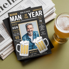 Beer Magazine Cover Men おもしろい Adult誕生日写真 招待状