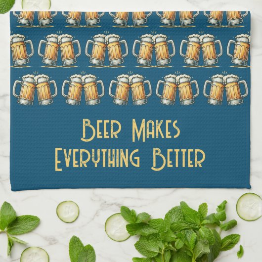 Beer Makes Everything Better Kitchen Towel キッチンタオル (折り畳み)